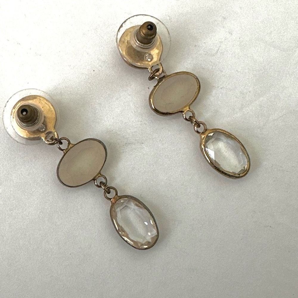 Gold tone clear rhinestone drop earrings - Picture 6 of 9